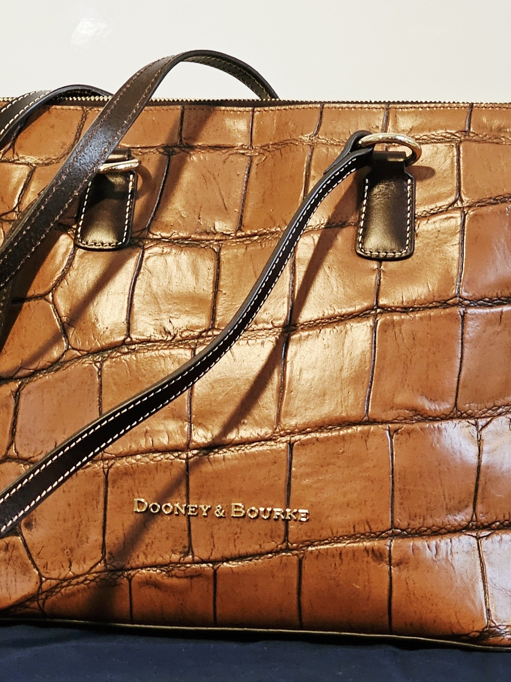 Dooney & Bourke Tan Croc-Embossed Leather Tote